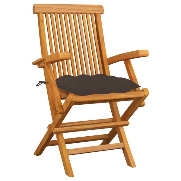 vidaXL Garden Chairs with Taupe Cushions 3 pcs Solid Teak Wood