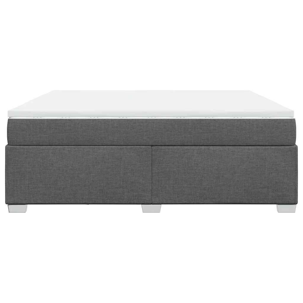 vidaXL Box Spring Bed with Mattress Dark Grey King Fabric