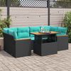 vidaXL 7 Piece Garden Sofa Set with Cushions Black Poly Rattan