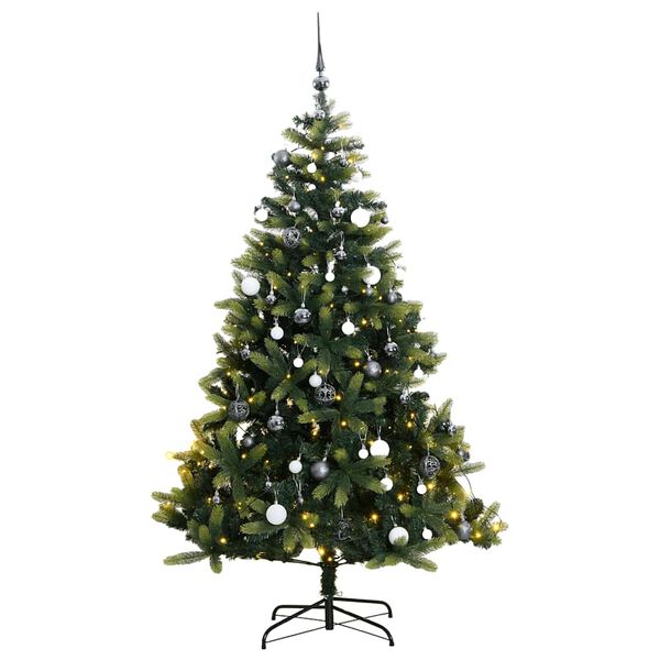 vidaXL Artificial Hinged Christmas Tree 150 LEDs & Ball Set 150 cm