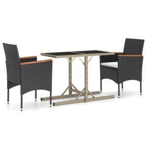 vidaXL 3 Piece Garden Dining Set Black