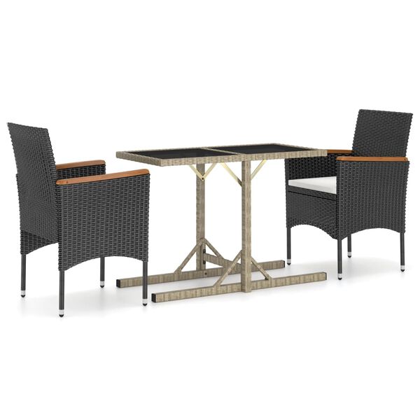 vidaXL 3 Piece Garden Dining Set Black