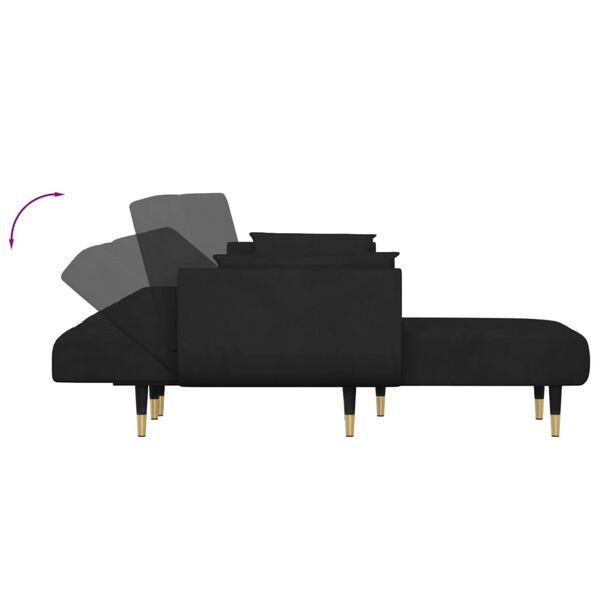 vidaXL L-shaped Sofa Bed Black 275x140x70 cm Velvet