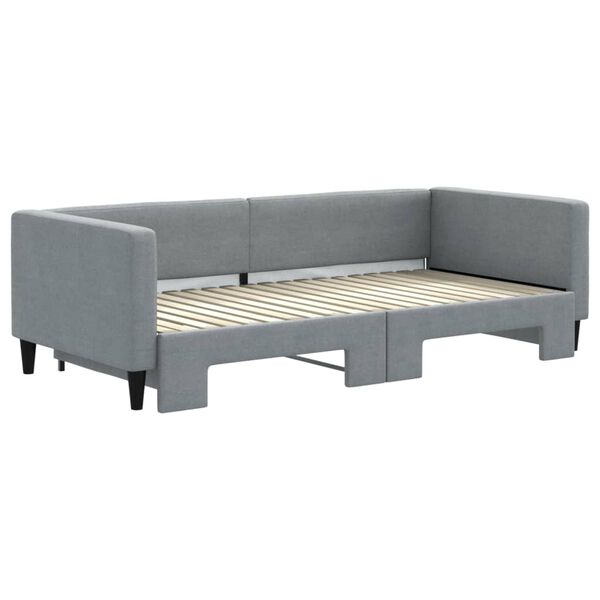 vidaXL Daybed with Trundle without Mattress Light Grey 100x190 cm