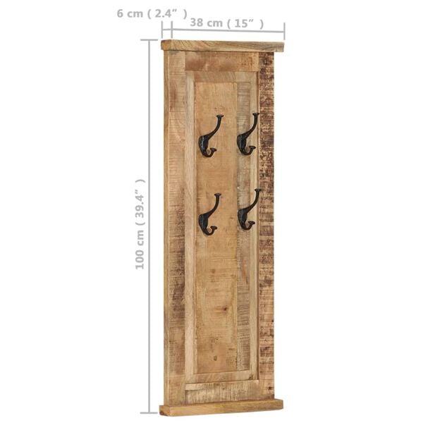 vidaXL Coat Racks 2 pcs Solid Wood Mango 38x100 cm