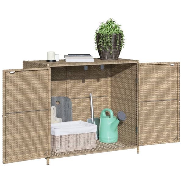 vidaXL Garden Storage Cabinet Beige 83x45x76 cm Poly Rattan