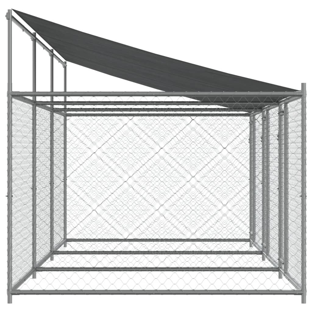 vidaXL Dog Cage with Roof and Doors Grey 6x2x2 m Galvanised Steel