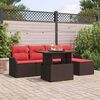 vidaXL Garden Sofa Set with Cushion 6 pcs Brown Poly rattan