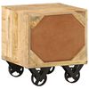 vidaXL Side Table with Drawer Wheels Mango Wood 40x40x45 cm
