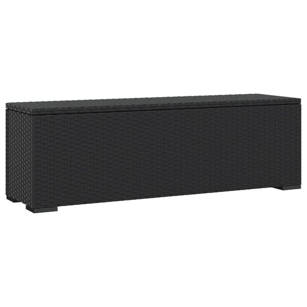 vidaXL Ottoman Bench with Cushion Black 110x30x40 cm Poly Rattan