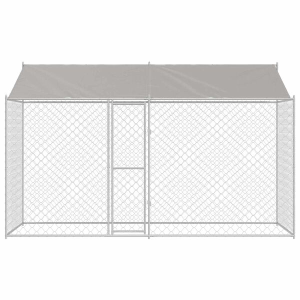 vidaXL Dog Cage with Roof Silver 400 x 200 x 256 cm Steel and PE