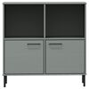 vidaXL Bookcase with Metal Legs Grey 90x35x90.5 cm Solid Wood OSLO