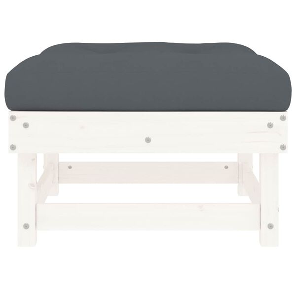 vidaXL Garden Footstool with Cushion White Solid Wood Pine