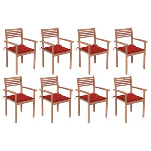 vidaXL Stackable Garden Chairs with Cushions 8 pcs Solid Teak Wood