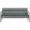 vidaXL 3-Seater Garden Sofa with Cushions Grey Poly Rattan