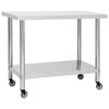 vidaXL Kitchen Work Table with Wheels 100x45x85 cm Stainless Steel
