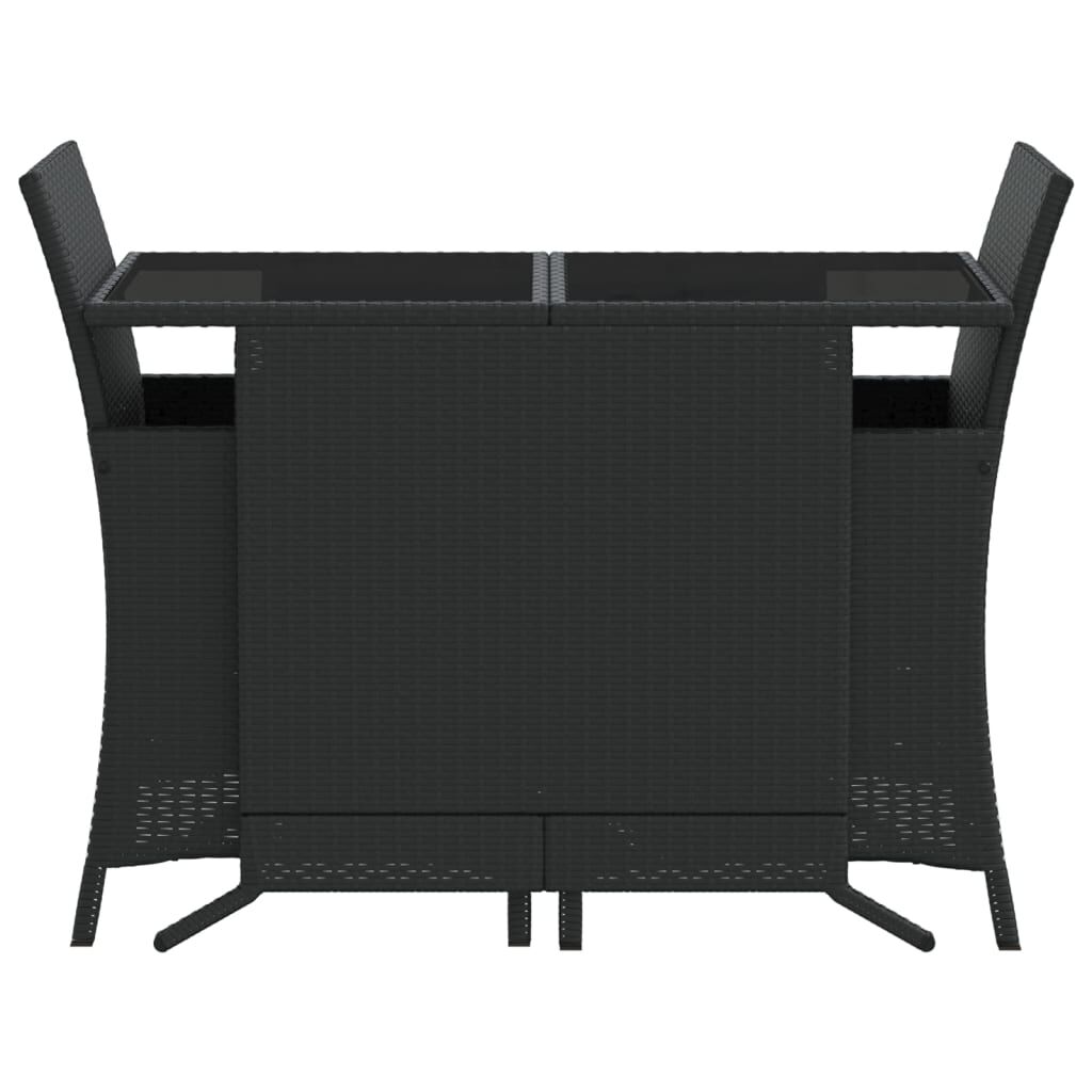 vidaXL 3 Piece Bistro Set with Cushions Black Poly Rattan