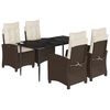 vidaXL 5 Piece Garden Dining Set with Cushions Brown Poly Rattan