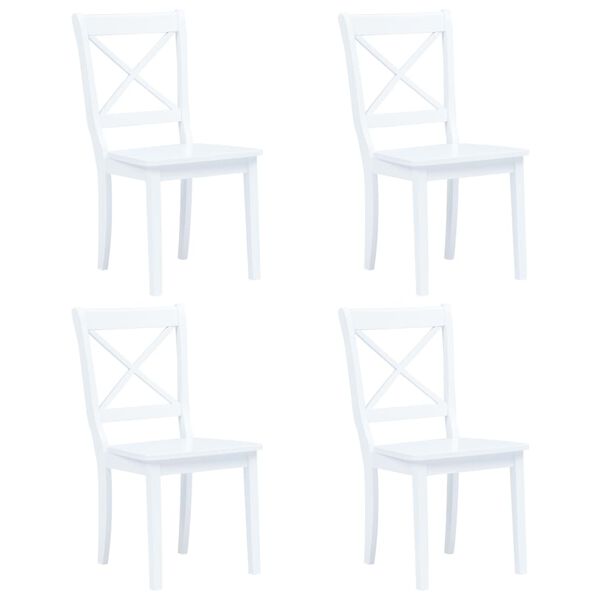 vidaXL Dining Chairs 4 pcs White Solid Rubber Wood