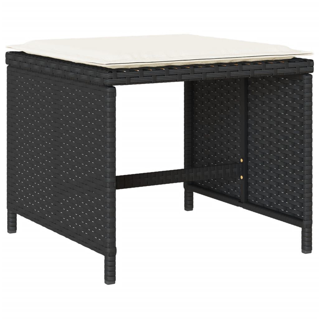 vidaXL 9 Piece Garden Dining Set with Cushions Black Poly Rattan