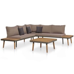 vidaXL 4 Piece Garden Lounge Set with Cushions Solid Acacia Wood Brown