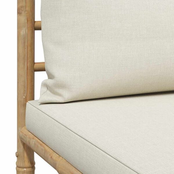 vidaXL 3 Piece Garden Lounge Set with Cream White Cushions Bamboo