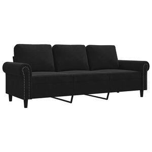vidaXL 3-Seater Sofa Black 180 cm Velvet