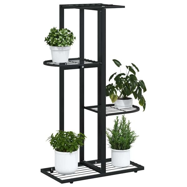vidaXL 4-Floor Flower Stand 43x22x76 cm Black Metal