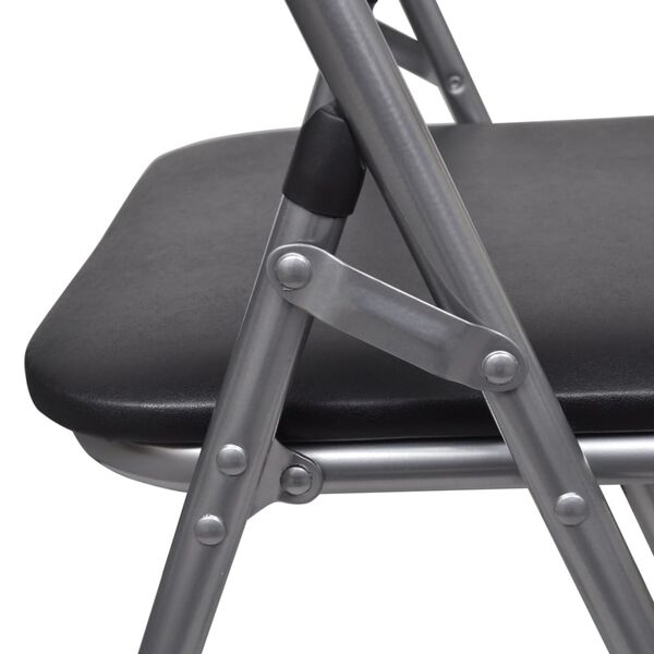 vidaXL Folding Dining Chairs 6 pcs Black Faux Leather and Steel