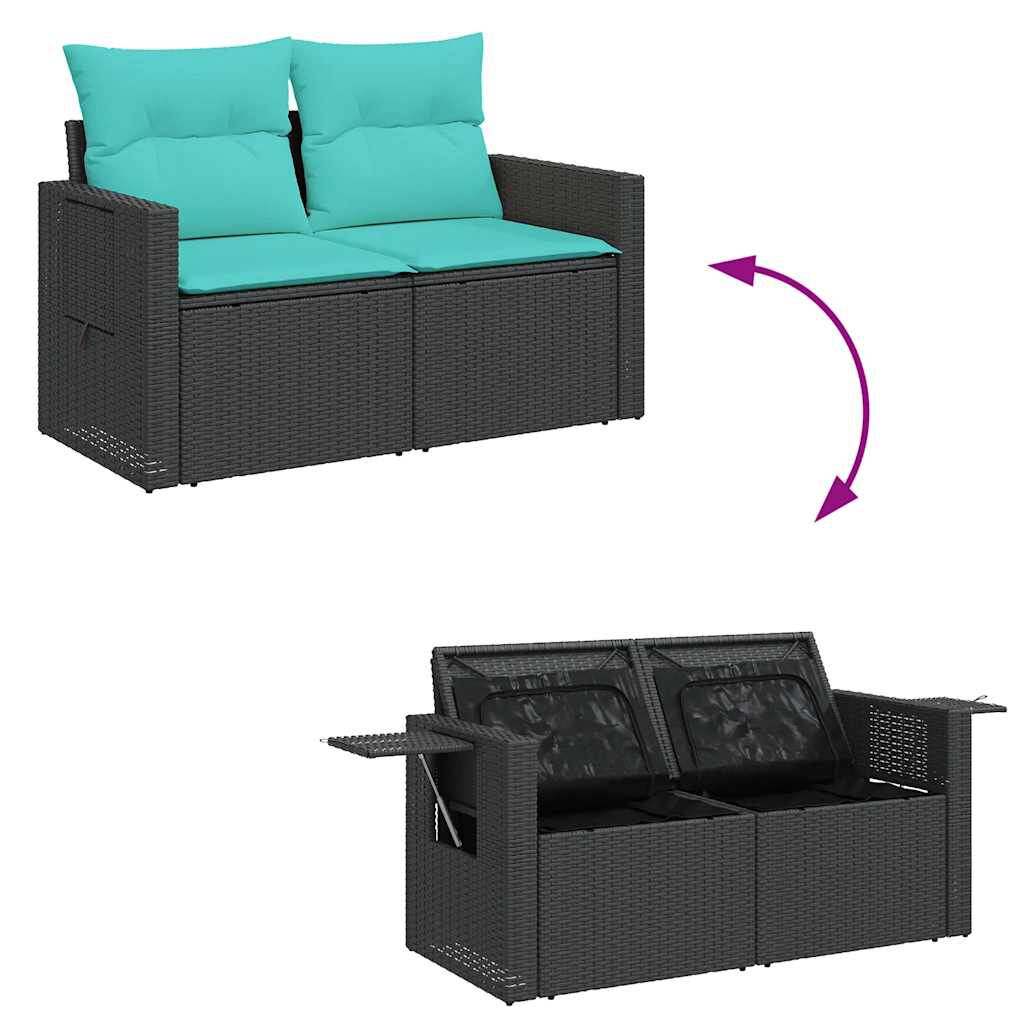 vidaXL 5 Piece Garden Sofa Set with Cushions Black Poly Rattan