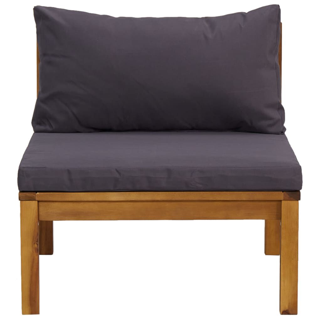 vidaXL 2 Piece Sofa Set with Dark Grey Cushions Solid Acacia Wood