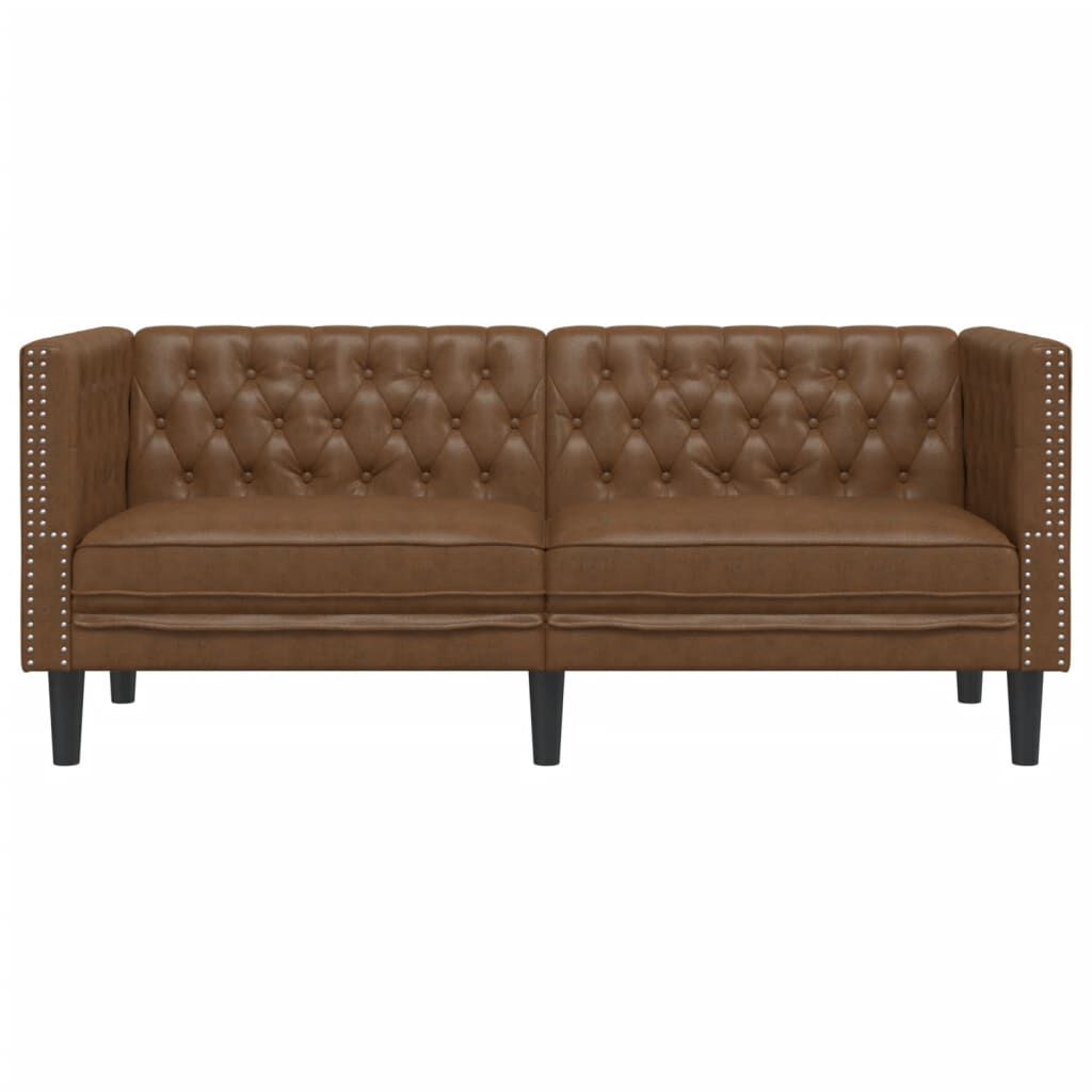 vidaXL Chesterfield Sofa 2-Seater Brown Faux Suede Leather