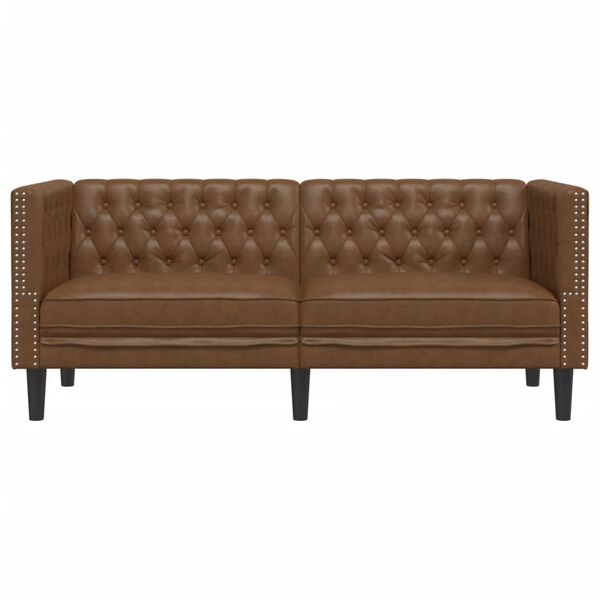 vidaXL Chesterfield Sofa 2-Seater Brown Faux Suede Leather
