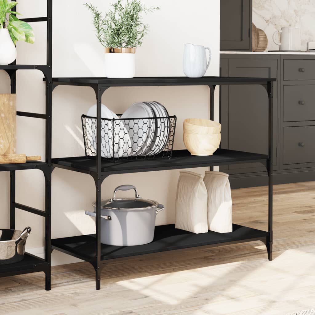 vidaXL Kitchen Trolley Black 102x50x95 cm Engineered Wood