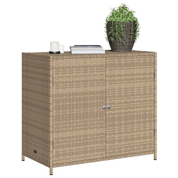 vidaXL Garden Storage Cabinet Beige 83x45x76 cm Poly Rattan