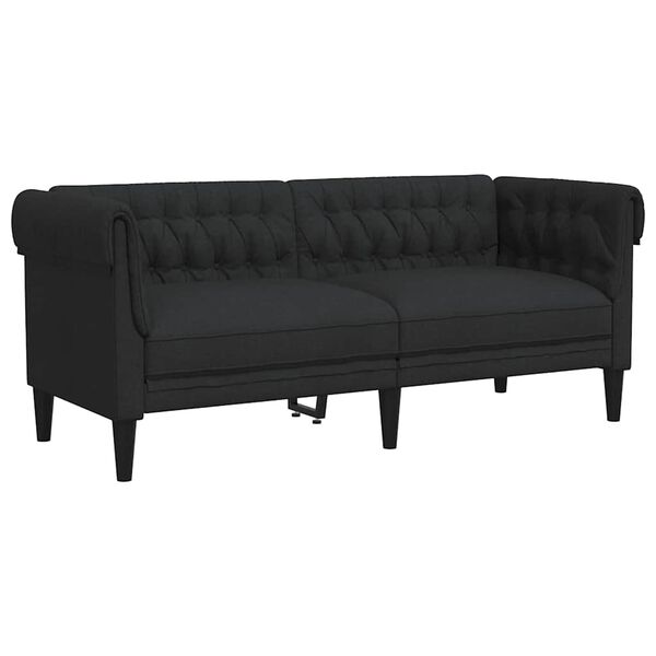 vidaXL Chesterfield Sofa 2-Seater Black Fabric