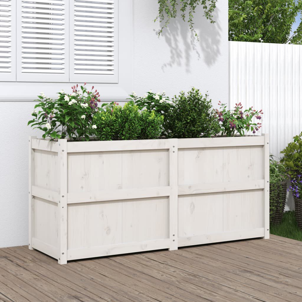 vidaXL Garden Planter White 150x50x70 cm Solid Wood Pine