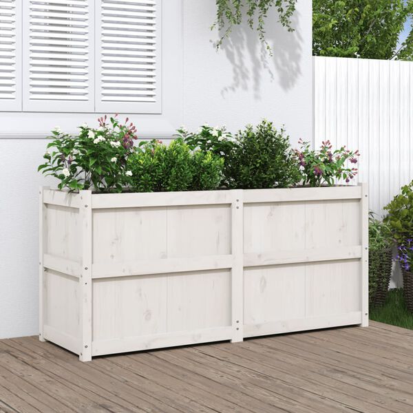 vidaXL Garden Planter White 150x50x70 cm Solid Wood Pine