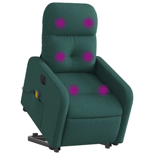 vidaXL Electric Stand up Massage Recliner Chair Dark Green Fabric