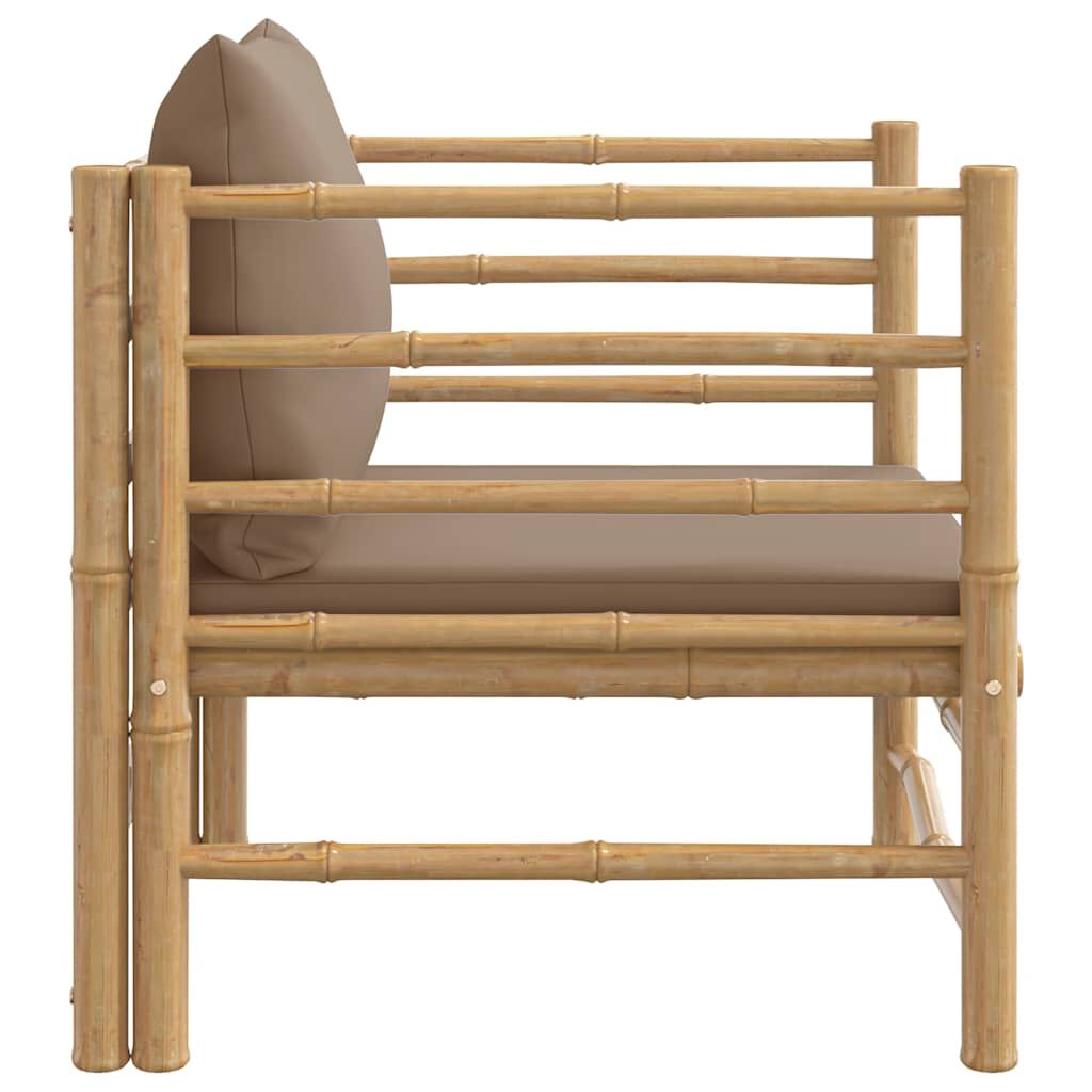 vidaXL Garden Sofa with Taupe Cushions Bamboo