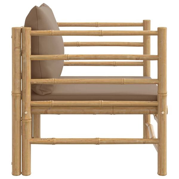 vidaXL Garden Sofa with Taupe Cushions Bamboo