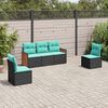 vidaXL 5 Piece Garden Sofa Set with Cushions Black Poly Rattan
