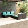 vidaXL 6 Piece Garden Lounge Set with Cushions Poly Rattan Black