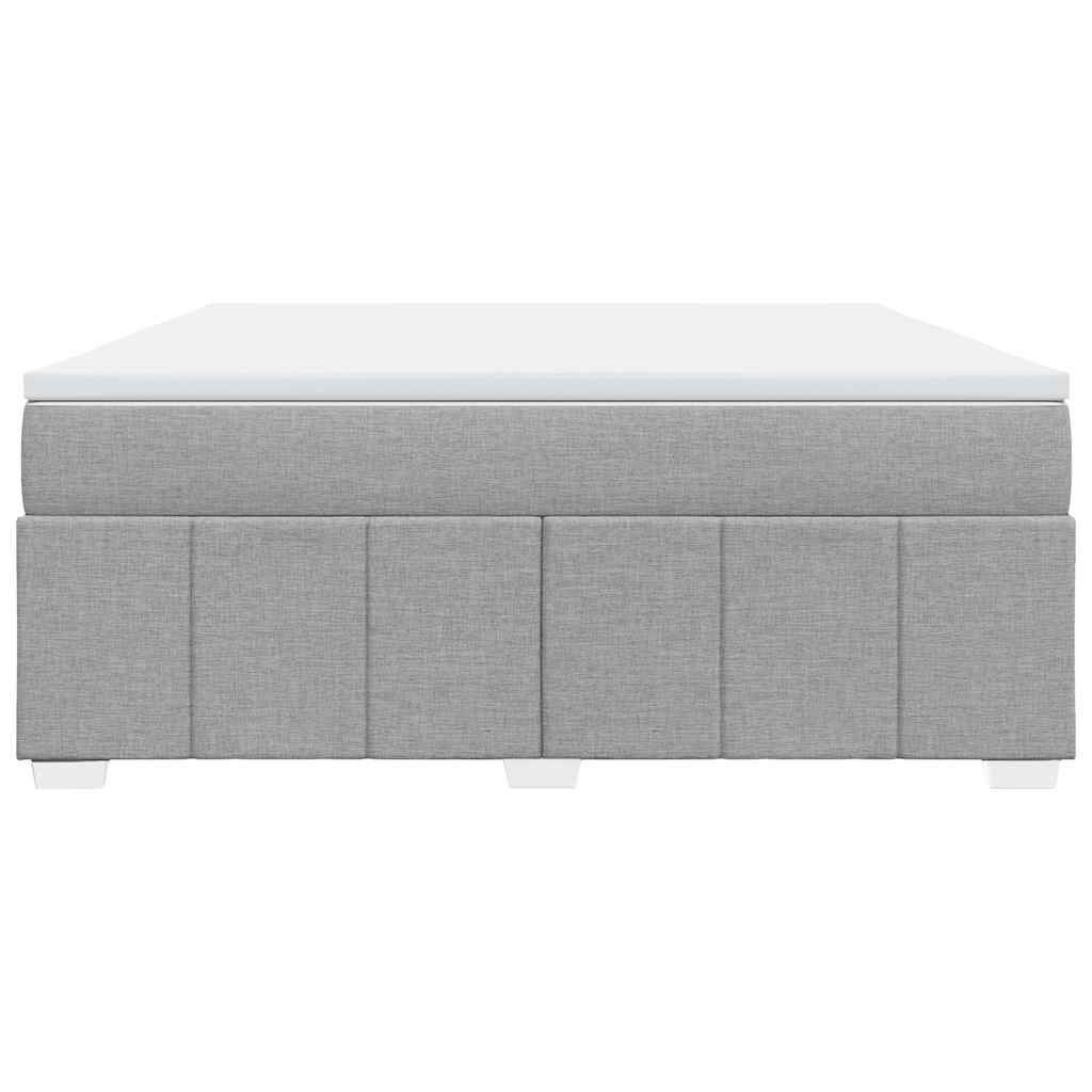 vidaXL Box Spring Bed with Mattress Light Grey King Fabric