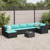 vidaXL 8 Piece Garden Lounge Set with Cushions Black Poly Rattan