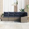vidaXL Sofa Set with Cushion 5 pcs Grey Poly Rattan