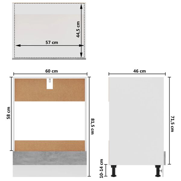vidaXL Oven Cabinet Lyon Concrete Grey 60x46x81.5 cm Engineered Wood