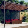 vidaXL 10 Piece Garden Lounge Set with Cushions Brown Poly Rattan