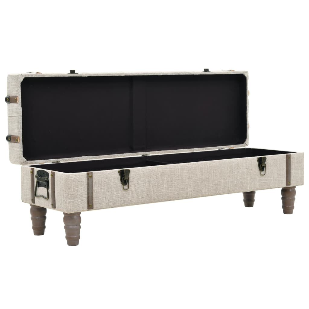 vidaXL Storage Bench 111 cm Cream Solid Wood Fir&Fabric
