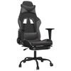 vidaXL Gaming Chair with Footrest Black and Grey Faux Leather